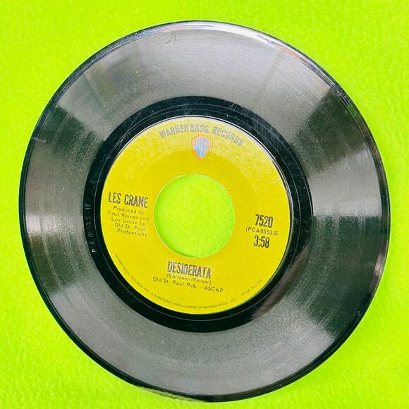 LES CRANE A Different Drummer / Desiderata 7250 45rpm Vinyl Record - Picture 2 of 9
